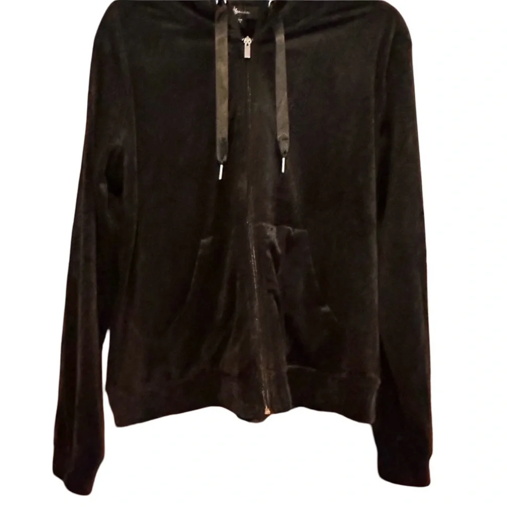 MessBebe velvet Black Zip up hoodie‎ and matching pants. Size L. NWT.